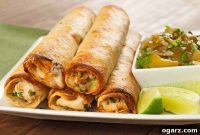 Crispy Chicken Flautas with Zesty Tomatillo Salsa