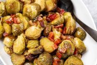 Caramelized Maple Brussels with Crispy Bacon