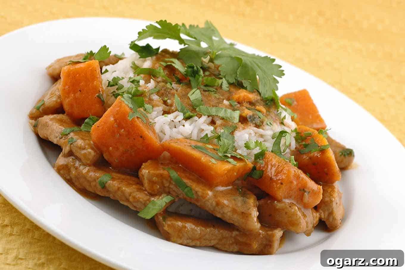 Vibrant Red Curry Pork with Sweet Potatoes