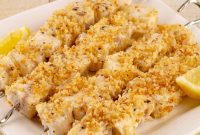 Crispy Lemon Garlic Swordfish Spiedini