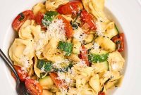 Speedy Cheese Tortellini with Garden Vegetables