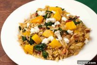 Roasted Beet Orzo with Creamy Goat Cheese