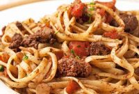 Braised Chicken Liver Ragu with Linguine
