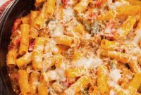 Hearty Skillet Ziti Bake with Sausage and Peppers