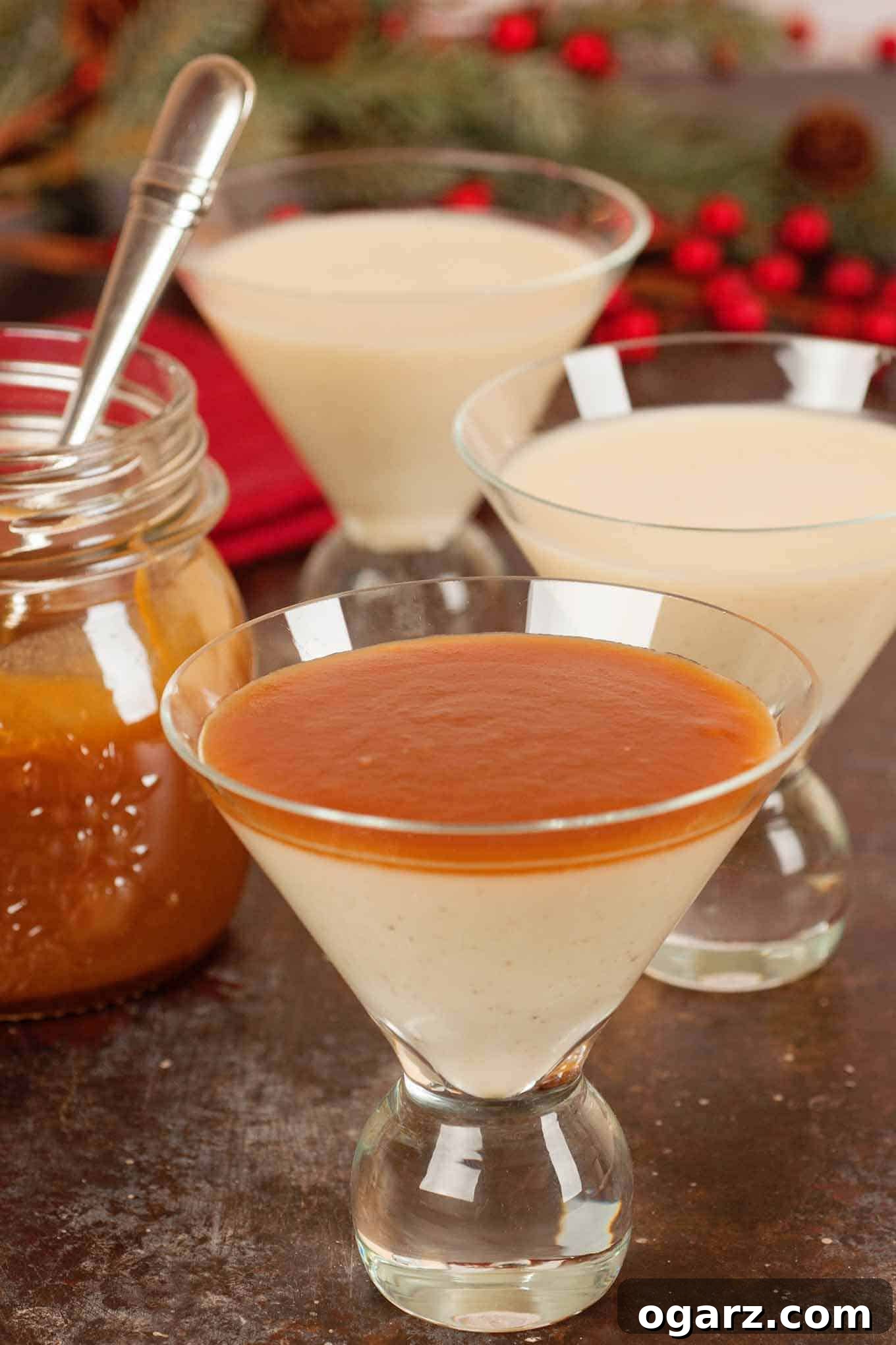 Spiced Eggnog Panna Cotta with Golden Rum Caramel 56 Spiced Eggnog Panna Cotta with Golden Rum Caramel