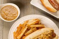Grilled Bratwurst with Caramelized Onion and Braised Cabbage