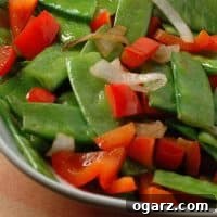 Stir-Fried Snow Peas, Red Pepper and Shallots