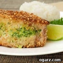 Thai-Style Peanut and Panko-Crusted Pork Chops ready to be served