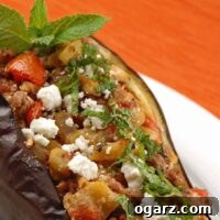 Lamb And Goat Cheese Stuffed Eggplant