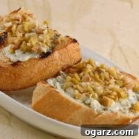 Gorgonzola, Olive and Garlic Bruschetta