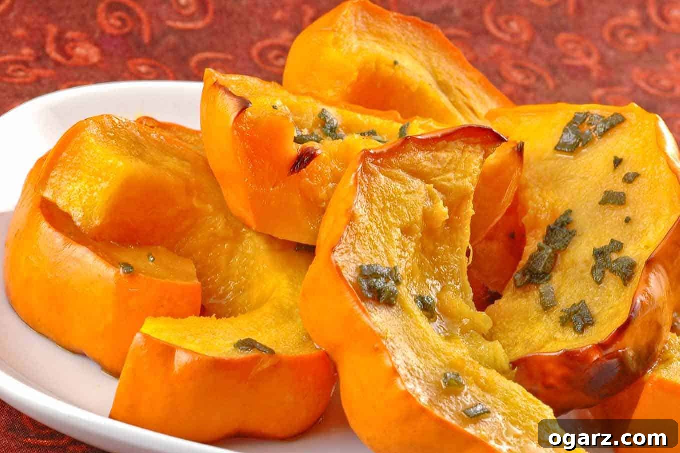 Golden Acorn Squash With Sage And Honey - perfectly roasted with fresh sage garnish