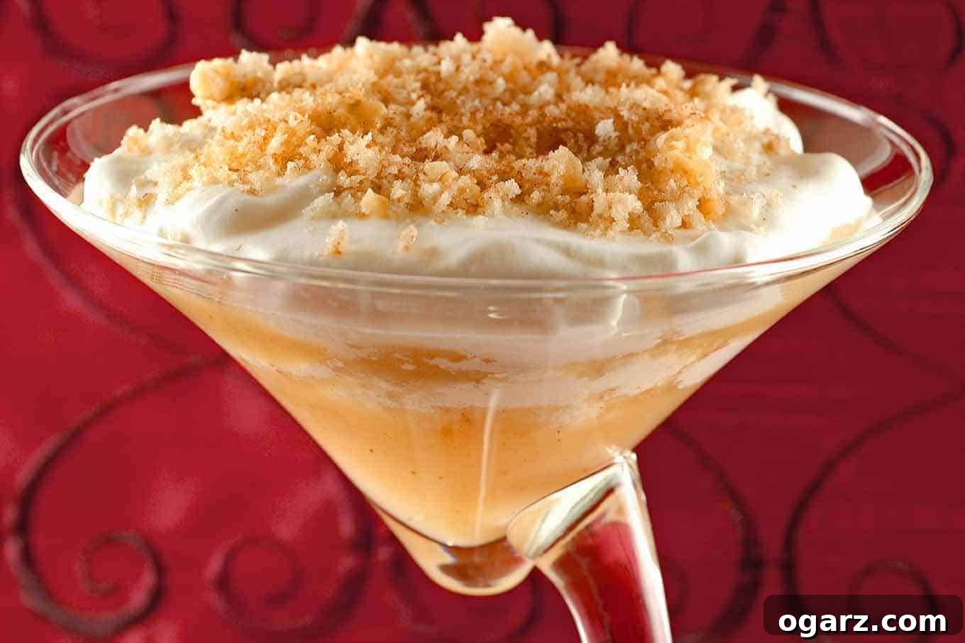 Orchard Mist Parfait 2 Veiled Maiden (Apple Cream Parfait) - A delicious traditional Norwegian dessert with layers of cinnamon-spiced applesauce, toasted breadcrumbs, walnuts, and vanilla whipped cream.
