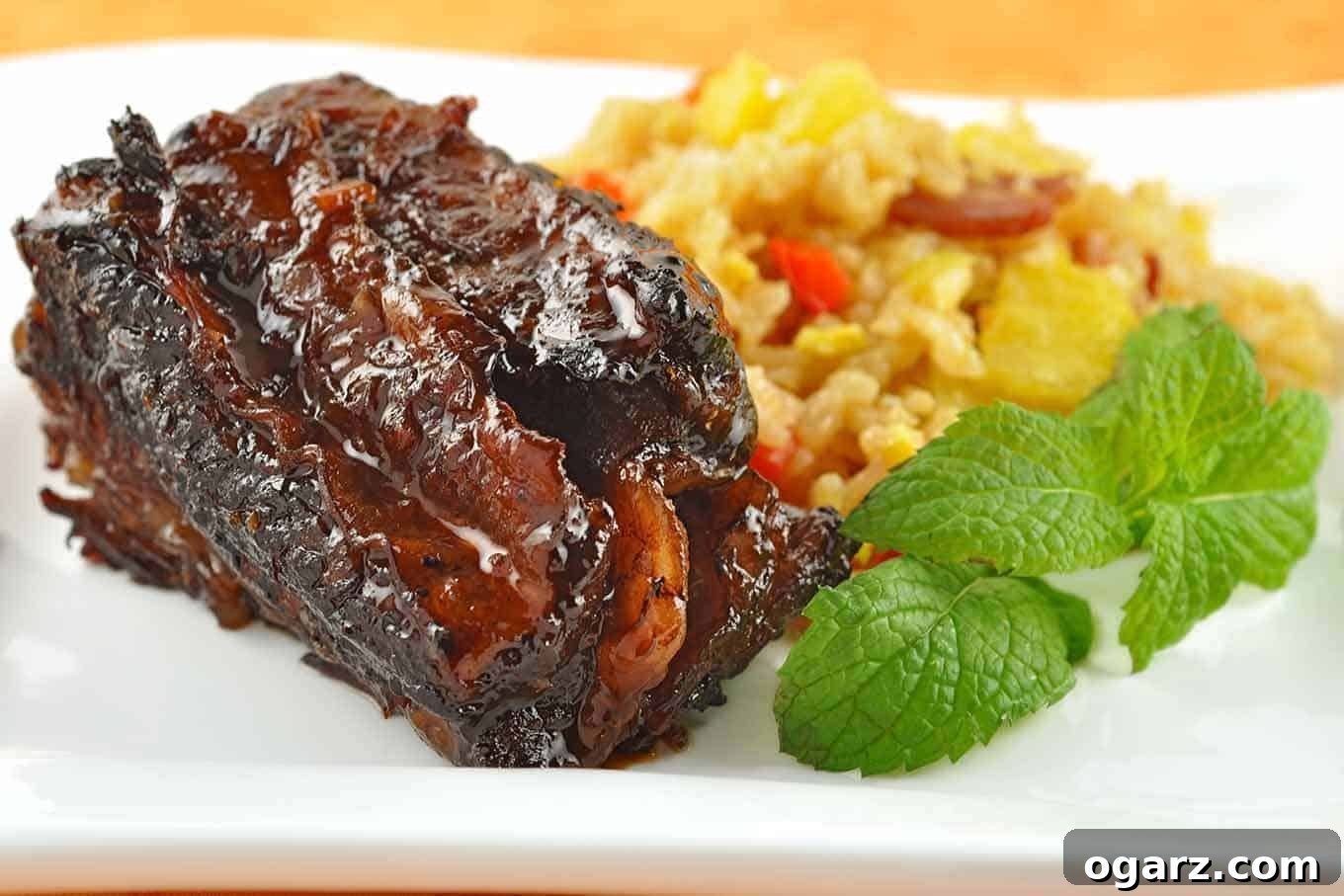 Luau Glazed Short Ribs 2 Polynesian-Style Glazed Short Ribs - a perfect blend of sweet and savory flavors for a hearty meal.
