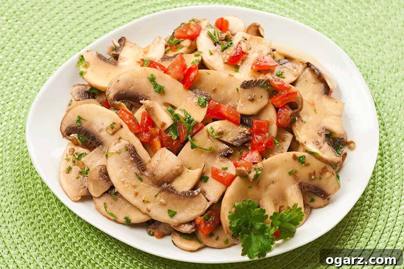 Savory Mushroom Tomato Toss 2 Vibrant Mushroom and Tomato Salad with Fresh Parsley and Garlic Vinaigrette