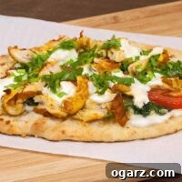 Indian-Spiced Chicken Flatbread close-up