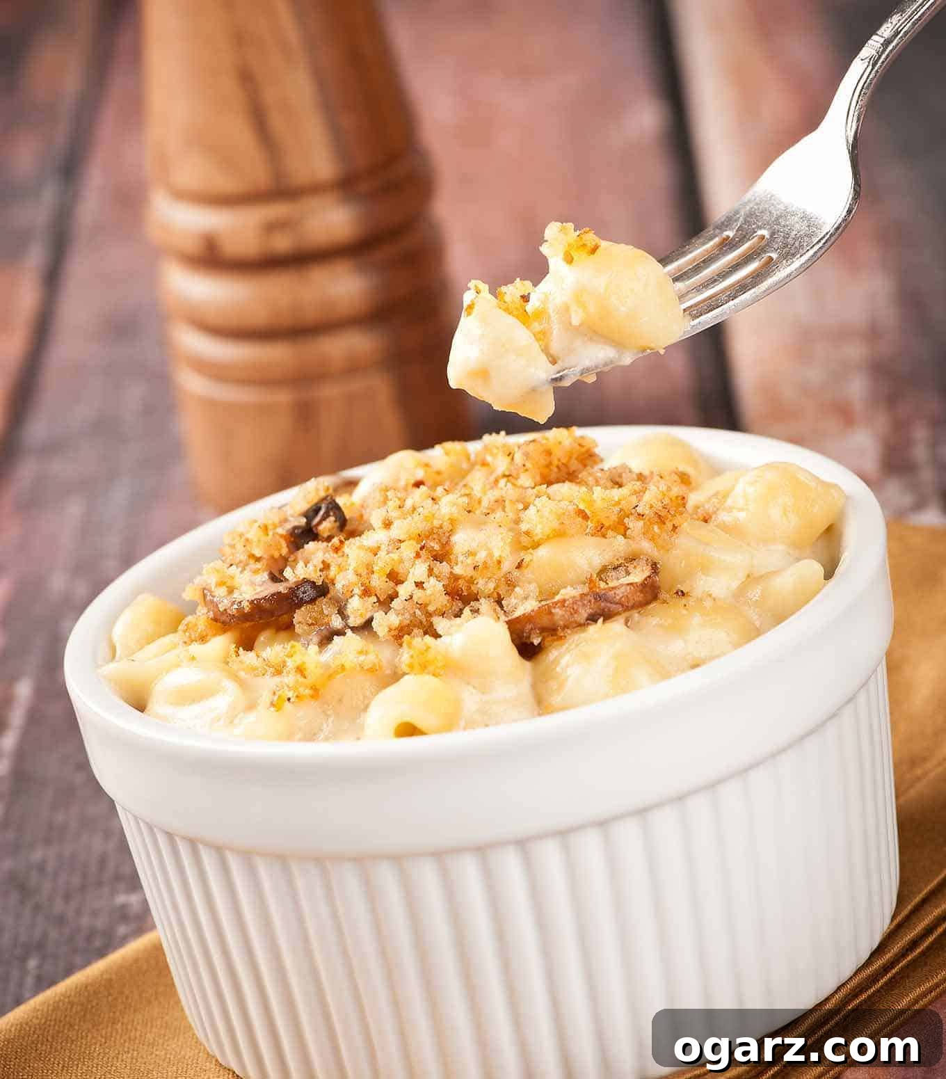 Decadent Truffle Macaroni Bake 2 Gourmet Baked Truffle Macaroni and Cheese with golden brown crust