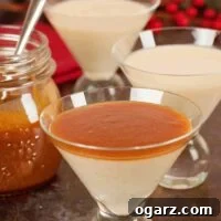 Eggnog Panna Cotta with Caramel Rum Sauce