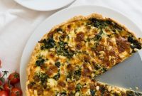 Rich Spinach and Cheese Quiche with Toasted Pine Nuts