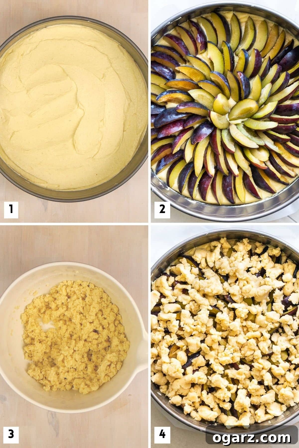 Steps for making German Plum Cake from scratch.