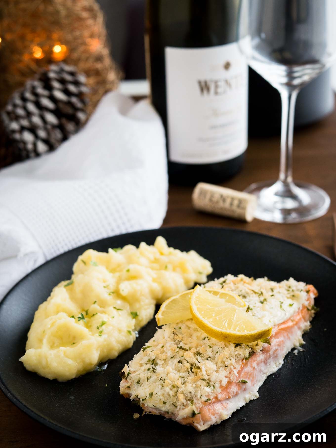 This Horseradish Parmesan crusted Salmon is baked in the oven and only takes 20 minutes to make. A dinner fancy enough for guests but also easy enough for weeknights!
