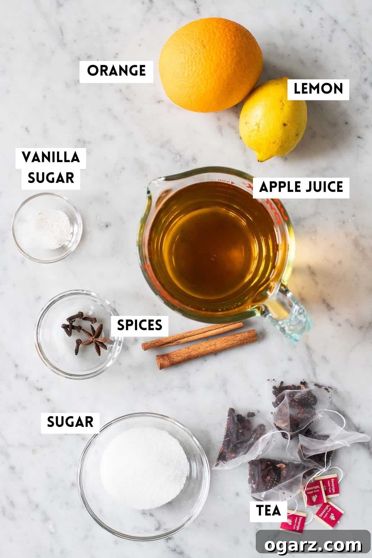Festive Kids' Punch 3 Ingredients used for making Kinderpunsch.