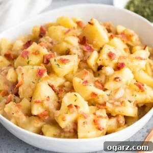 German Potato Salad in a white bowl