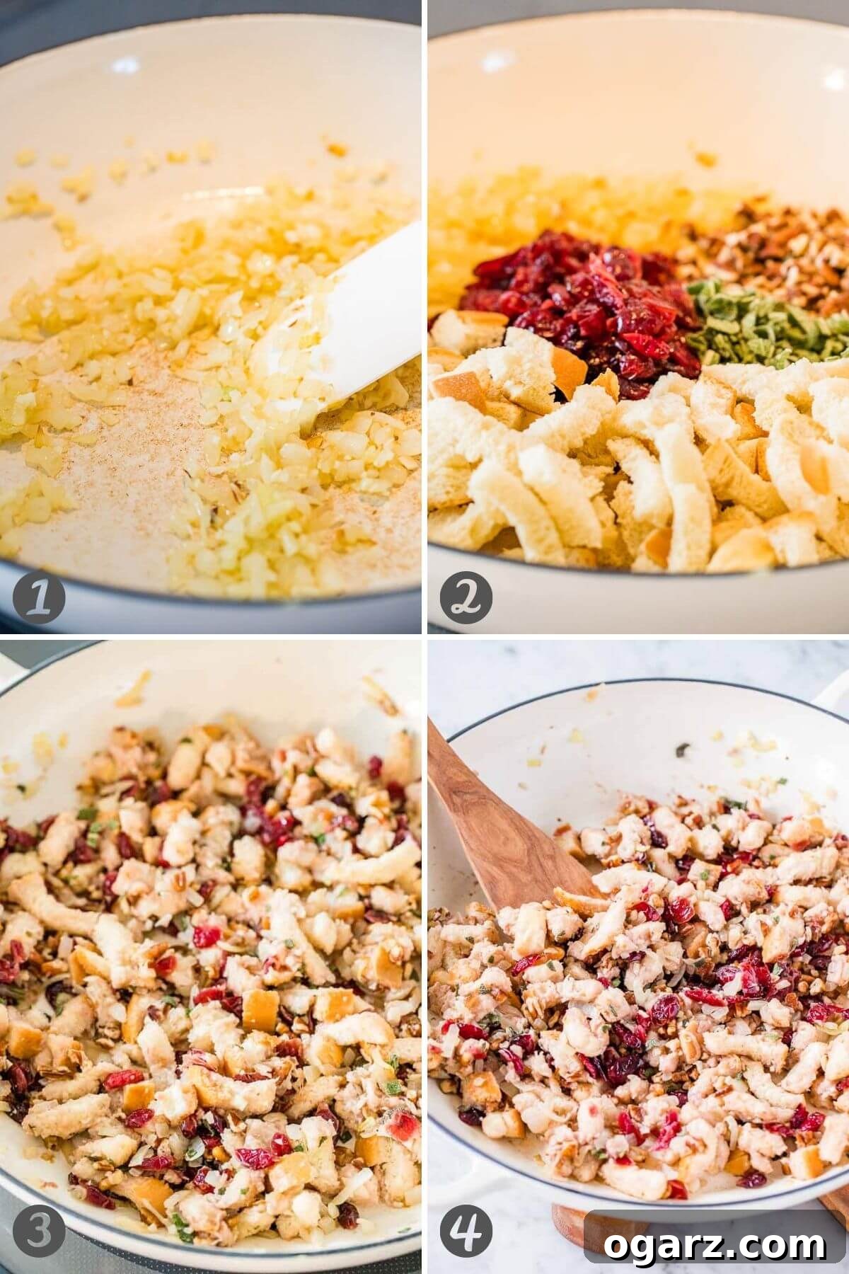 Gourmet Stuffed Turkey Breast 4 Step by step instructions for how to make stuffing.
