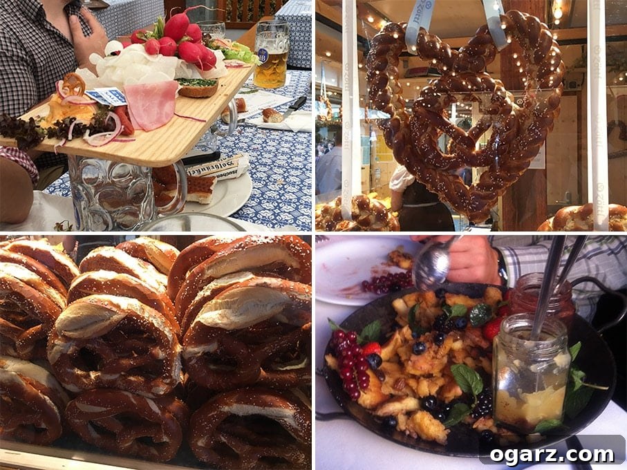 Collage of images showing food from the Oktoberfest