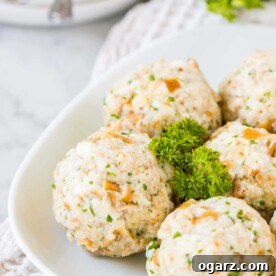 Bread Dumplings on a plate with parsley