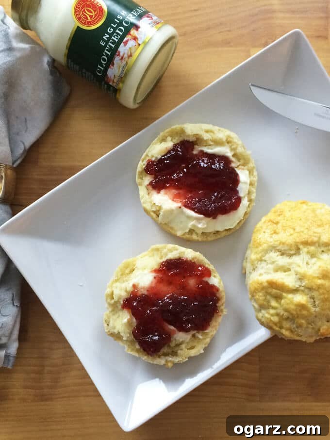 Effortless English Scones 5 A tempting visual of super easy British Afternoon Tea Scones, perfectly baked and ready to be enjoyed. These classic English treats are effortlessly simple to prepare, making them ideal for any occasion.