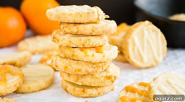 Stacked Slice & Bake Orange Almond Cookies with fresh orange slices