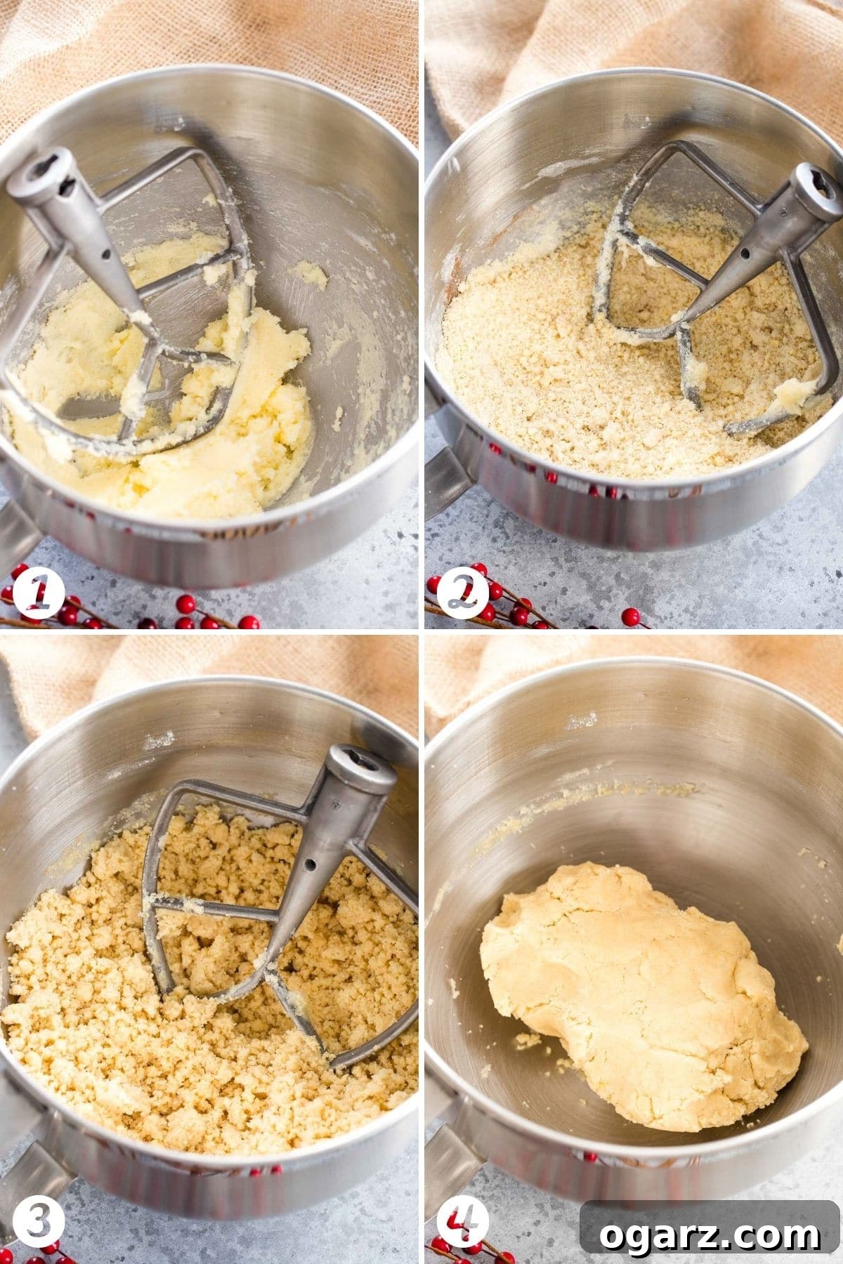 A visual step-by-step guide illustrating the process of baking Linzer cookies, from mixing ingredients to assembling the final jam-filled treats.