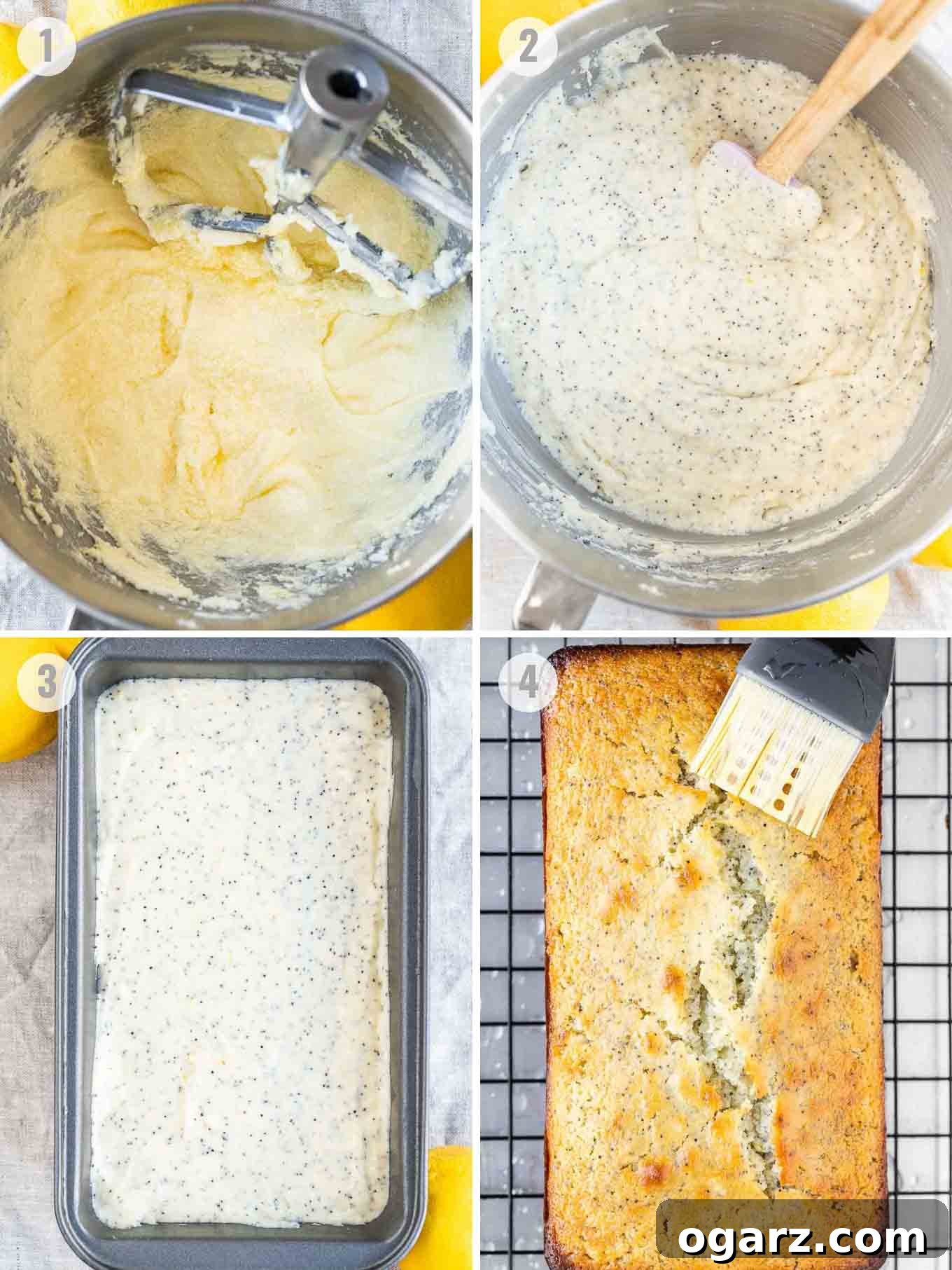 Bright Lemon Poppy Seed Bread 3 How to make lemon poppy seed bread collage.