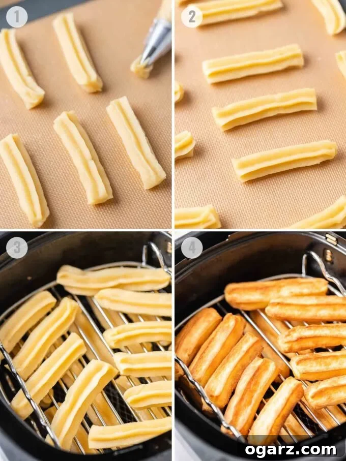 Air-Fried Churro Perfection 4 How to make air fryer churros collage