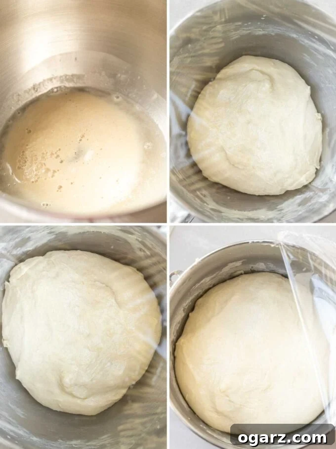 The Unvarnished Truth About White Bread 4 A step-by-step collage showing how to prepare and knead the dough for homemade white bread.