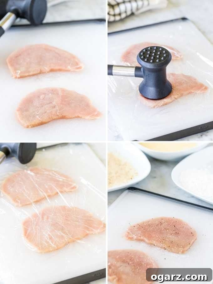 How to prepare Schnitzel for breading Collage