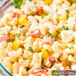 Macaroni Salad in a glass bowl