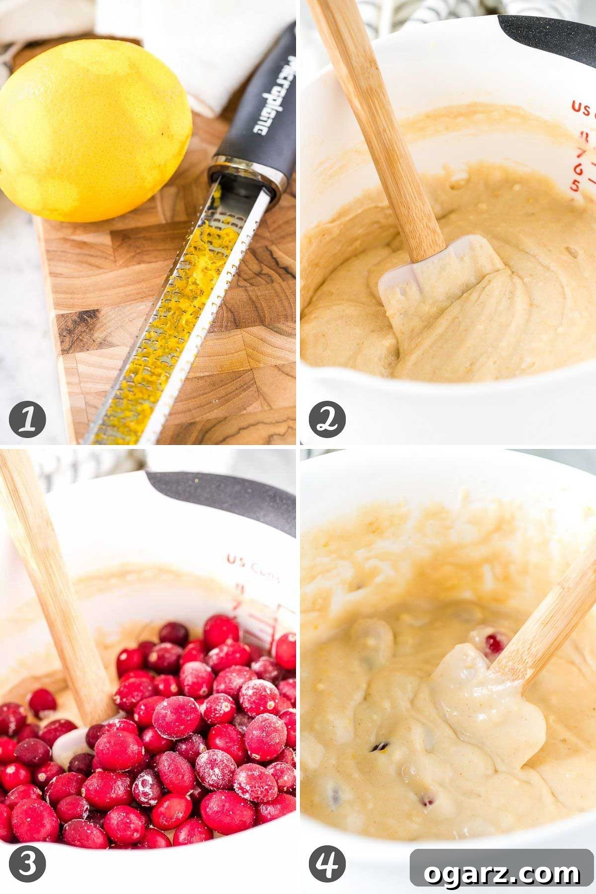Step by step collage on how to make muffins.
