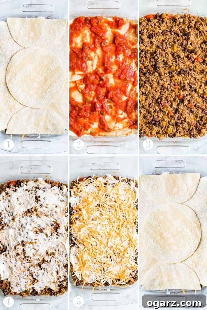 Fiesta Lasagna 5 How to assemble Taco Lasagna Collage
