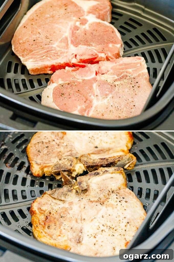 Perfect Air Fryer Pork Chops 3 How to make Air Fryer Pork Chops Collage