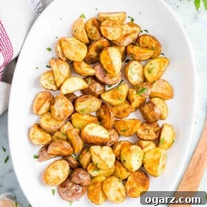 Crispy Air Fryer Potatoes 5 Roasted Potatoes on a serving platter