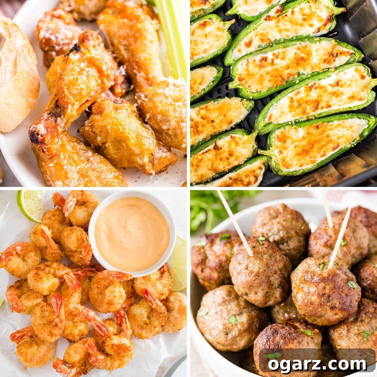 Crispy Air Fryer Appetizers for Quick Party Snacks 2 Different air fryer appetizer.