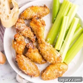 Chicken wings on a serving platter.